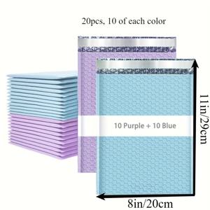 20개입 버블 메일러, 10X14인치/26X33cm 배송 버블 메일러, 버블 메일러, 남녀 공용 우편 봉투로 적합 (보라색 및 파란색)