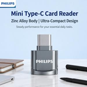 PHILIPS 휴대용 OTG 카드 리더기, 고속 전송을 위한 Type-C , 가볍고 컴팩트함, 다양한 시스템 장치와 호환, 사무실 및 여행 데이터 전송을 위한 훌륭한 도우미