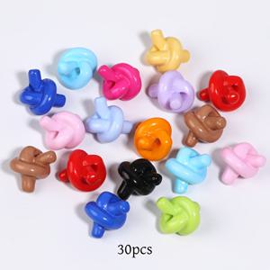 30개 13x18mm 혼합 색상 아크릴 화려하고 정교한 스위트하트 매듭 펜던트 구슬 줄, DIY 휴대폰 고리, 팔찌, 주얼리 액세서리