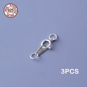 3개 S925 스테인리스 실버 주얼리 잠금 장식 팔찌 목걸이 링크 커넥터 수제 공예 제작 부자재 추가