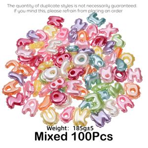100개 생생한 아크릴 펄 파티 장식 스칼렙 레터 비즈 혼합 색상約185G, 데코 펜, 가방, 데일리 홈 데코, 문화 창작 수공예, 파티 용품, 선물 제작에 적합한 애호가용