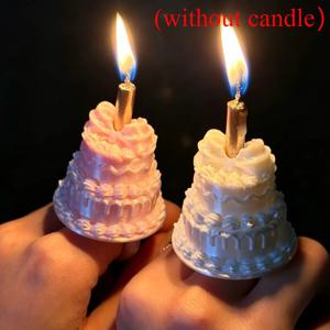 생일 장식에 적합한 3D 프린팅 케이크 캔들 링 2개, 착용 가능한 손가락 반지 주얼리 선물, 케이크 테마 (캔들 미포함), 십대용