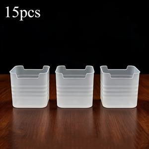 냉장고 문 수납 정리함 15개 세트, 투명 플라스틱 냉장고 옆 선반 정리함 서랍형 냉동실 식품 용기, 양념 소스 과일 야채용 소형 주방 수납함