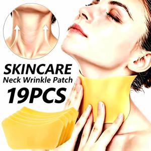 모든 피부 타입에 적합한 19개입 젤 목 주름 패치, 즉각적인 리프팅 및 탄력 개선, 알코올 프리 젤 애플리케이터, 턱선 및 목 주름용 젤 마스크, 밤 사용 시 눈에 띄는 매끄러움 효과