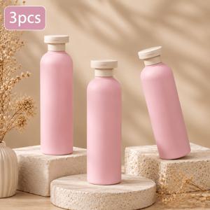 마카롱 핑크 여행용 리필 플립탑 스퀴즈 병 3개 세트, 260ml/8.8oz, 휴대용 세면도구 보관 용기, 샴푸, 컨디셔너, 바디워시, 로션, 제품에 적합, 여행 및 출장용 필수품