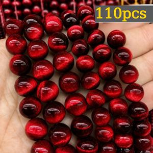 110개 구멍이 있는 레드 및 블랙 타이거 아이 스톤, 유리 주얼리 DIY 재료, 주얼리 DIY 구슬, 수제 DIY, 장식용 소품, 열쇠고리, 팔찌, 목걸이, 헤어 액세서리, 허리 체인 구슬, 신발 액세서리, 가방 장식용으로 사용 가능