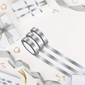 3개 은색 메탈릭 거울 테이프, DIY 그래픽 아트 테이프, 자체 접착 메탈릭 코팅 폴리에스터 필름 장식 테이프, 벽, 옷장, 욕실 장식, 선물 포장, 공예 장식에 적합