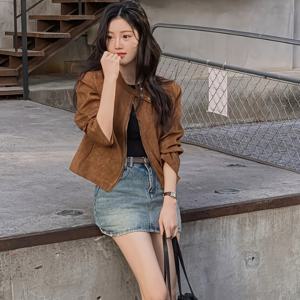 만다린 칼라, 더블 버튼 포켓 반팔 재킷