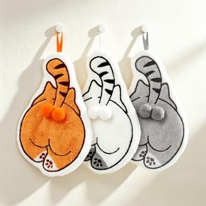 귀여운 고양이 엉덩이 걸이형 핸드 타월 3개 세트, 주방 욕실 발코니용 초강력 흡수성 속건 타월, 재미있는 아기 고양이 엉덩이 디자인, 완벽한 크리스마스 집들이 선물