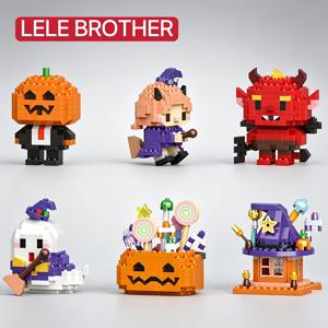 할로윈 시리즈 조립 블록 세트, 잭-오-랜턴, 마녀, 악마, 유령, 마법의 집, 호박 사탕 상자 선물 조립 장난감, 할로윈 시리즈 모델 조립 모델, 생일 선물, 할로윈 추수감사절 선물 데스크탑 장식품