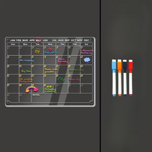 투명 지우개식 달력, 가정 및 사무실 정리용 훌륭한 도구, 월간 계획판 | 컬러 마커 4개 포함(색상 랜덤)- 전문가용 아트 창작에 적합 | 내구성 있는 플라스틱 소재, 월간 계획판에 적합