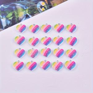 20pcs 피치 하트 컬러 러브 팬던트 수지 컬러풀 하트 참스 포 쥬얼리 DIY 팬던트 이어링 네크리스 쥬얼리 액세서리