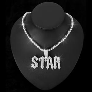케이블 체인 및 테니스 체인 목걸이 남성 유럽 및 미국 스타일 신상 니치 레터 펜던트 힙합 남성 시계 버클 테니스 목걸이 합금 주얼리