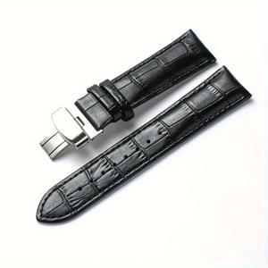남성용 PU 스트랩 18mm 20mm 22mm 24mm 손목밴드 자동 나비 걸쇠 PU 시계줄