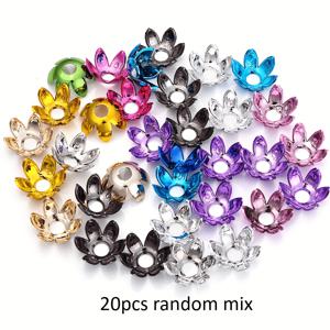 20개 16mm 랜덤 컬러 꽃 비즈캡 아크릴 주얼리 비즈, 구슬 팔찌 목걸이 열쇠고리 DIY 장식품 제작용