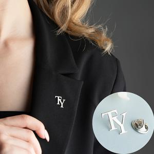 맞춤형 여성용 더블 레터 브로치, 정장 셔츠 칼라 투레터 핀, 고품질 스테인리스 실버 우아한 주얼리 선물