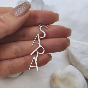 개인 맞춤 스테인리스 스틸 이름 목걸이 - 세로 글자 맞춤, 시크하고 심플한 디자인, 그녀를 위한 완벽한 선물, 영어 전용