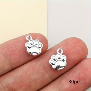10x12mm 귀여운 강아지 발자국 펜던트, 빈티지 실버 소동물 발자국 펜던트, DIY 핸드메이드 귀걸이 팔찌 목걸이 액세서리, 가방 키체인 참, 핸드메이드 주얼리 액세서리, 의류 액세서리, 30개