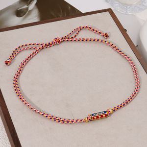 여성용 패션 목걸이 1개, 에스닉 스타일 수제 손으로 짠 로프 육각형 메탈 페인팅 유화 레터링 펜던트 쇄골 체인 목걸이, 휴가 파티 데일리 주얼리 액세서리
