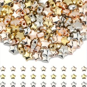 500개 6mm 별모양 컬러패스트 플라스틱 스페이서 비즈, 혼합 색상. DIY 공예, 팔찌, 목걸이, 귀걸이, 주얼리, 폰참, 헤어 액세서리, 신발 장식, 의류 및 액세서리 재료에 적합