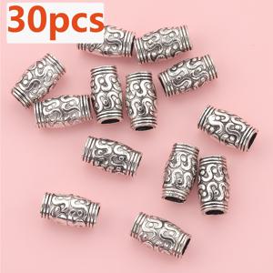 60개/30개 12mm 티베트 드럼 스페이서 비즈, 원통형 루즈 비즈, 패턴 있는 긴 튜브 스페이서 비즈, 핸드 드릴 비즈, 장식용 비즈, 수집용 비즈, 큰 구멍 루즈 비즈, DIY 팔찌, 목걸이, 발찌, 귀걸이, 헤어 액세서리, 땋기 끈 재료, 휴대폰 고리, 키체인, 공예품, 주얼리 액세서리용
