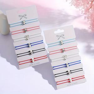 24가지 색상의 로프 매듭 하트 카드 비즈 팔찌, 레이어드용, 가족 착용에 적합, 명절 선물 옵션, 우정과 가족 유대 액세서리