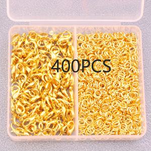 약 400개 세트 미니 랍스터 클라스프 및 점프 링, 350개 미니 철제 라운드 오픈 점프 링 커넥터와 50개 아연 합금 랍스터 클라스프 포함. DIY 비즈, 주얼리 액세서리, 목걸이, 직조 팔찌 부품, 귀걸이, 키체인 펜던트, 발렌타인데이 선물, 파티, 휴일 및 기타 수공예 재료에 적합