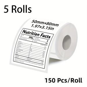 다양한 사이즈, 5롤 화이트 라벨 스티커 자체 접착식 종이 프린터 라벨, 40-50mm, 비즈니스, 사무실, 주소, 우편, 가정용, 바코드, 의류, 장식 등 다양한 용도로 적합