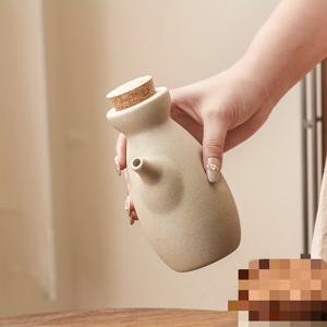 1개 325ml 원형 코르크가 있는 대야 오일 병. 고급 소스병, 양념통, 레트로 스타일 식초병 및 칠리 오일 용기, 가정용 주방, 레스토랑 및 스시 가게에 적합