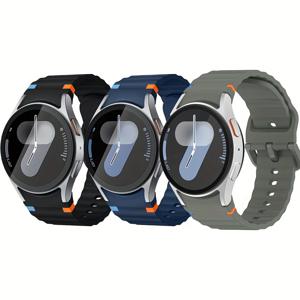 7/6/5/4/FE 호환 밴드 3팩, 삼성 7/6/5/4/FE (40mm-47mm) 호환 소프트 교체 스트랩 - 갭 없음, 편안한 스마트워치 스트랩, 남녀 공용, 헬스, 수영, 야외용