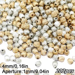 4mm 골든/실버리/화이트 크리에이티브 텍스처 호박 모양 통공 루즈 비즈, 구슬 및 비즈 모음, DIY 팔찌 및 목걸이 비즈 재료용, 귀걸이 펜던트 액세서리, 핸드 위빙 재료 액세서리, 창의적인 장식, 홈 데코