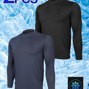 [2PCS] 남성 여름에도 시원한 냉감 캐주얼 레이어드 스포츠웨어 아이스 쿨링 반목 티셔츠(SI4OP2LT059M)