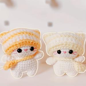 Vioiv 귀여운 고양이 인형 장식 펜던트 코바늘 키트 2개 세트, 초보자용 - 아미구루미 코바늘 키트 - 성인용 수제 DIY 초보자용 동물 코바늘 키트 - 공예 애호가를 위한 수제 코바늘 - 성인용 코바늘 키트 - DIY 코바늘 키트, 종이로 된 기본 영어 뜨개질 설명서 포함 - 단계별 PDF 텍스트 튜토리얼 - 창의적인 선물
