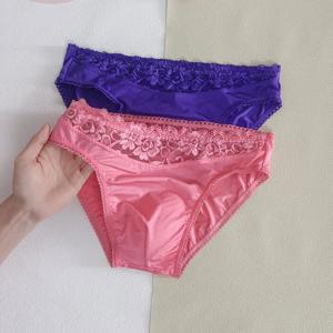 2개입 남성용 섹시 레이스 자카드 브리프, 레이스 패널, 신축성 좋은 부드럽고 통기성 좋은 솔리드 속옷