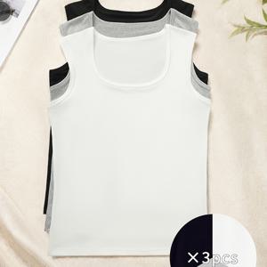 3pcs 여성용 캐미솔 세트, 여성용 사계절 속옷, 겉옷, 가슴 보조 커버, 베이스 셔츠, 민소매 탑