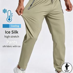 남성용 여름 스포츠 지퍼 팬츠, 얇은 스타일, 트렌디한 섬유 원단, 활용도 높은 스트레이트핏 캐주얼 긴 바지, 통기성 좋고 편안한 러닝 조거 팬츠, 시원하고 바람이 잘 통하는 아웃도어 스포츠 바지