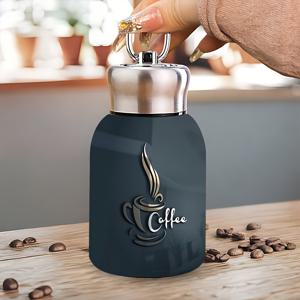 1개 10Oz 스테인리스 스틸 진공 단열 물병 휴대용 음료 용기, 스팀 및 회전 테마 디자인의 야외 음료 용기 머그, 사무실, 가정, 여행, 피크닉, 야외 활동에 적합