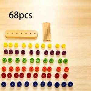 68개 멀티컬러 비즈 매칭 장난감, 쌓기 색깔 챌린지 퍼즐 게임, 재미있는 파티 및 가족 상호 작용 게임, 부모-자녀 상호 작용 장난감, 손과 눈의 협응력 향상, 남아 여아 생일 선물 및 휴일 선물