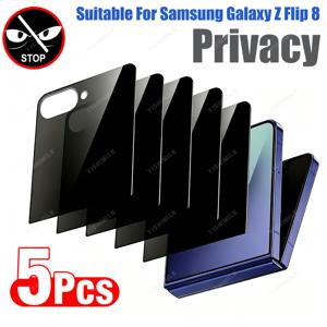 5개입 전면 프라이버시 스크린 보호 필름, 삼성 갤럭시 Z Flip 5/Z Flip 6/Z Flip 7/Z Flip 7 FE/Z Flip 8 호환 [공포 방지 강화 유리], 스크래치 방지, 간편한 설치 9H 보호 유리, 낙하 방지, 기름 방지, 파손 방지