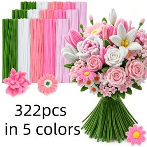 322개 멀티 컬러 플렉시블 헤어 루트 - 플렉시블 스레드, 꽃, 동물, 미니어처 모델 제작에 적합 - 멀티 컬러 소프트 스틱 수제 재료