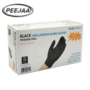 일회용 블랙 PVC 코팅 아크릴 섬유 장갑 100개입, 주방, 설거지, 가정 청소용, 실내외 사용 가능, 주방 청소용 장갑, 0.08mm 두께, 박스형