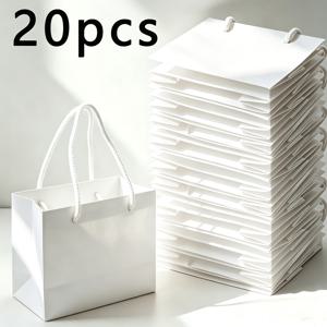 손잡이가 있는 미니 선물 가방 20개, 생일 결혼식 파티용 벌크 소가죽 종이 쇼핑백, 선물 포장용. 명절 선물, 생일, 밸런타인데이, 크리스마스, 어머니의 날, 새해 선물 포장에 적합