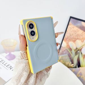 폰 케이스: 마그네틱 캔디 컬러 블록 테두리와 듀얼 중앙축 접이식 폰 케이스, 갤럭시 Z Fold 8 와이드 스크린 에디션용, 와이드 접이식 폰 케이스, 삼성 풀커버 낙하 방지 보호 커버용, 크리에이티브, 심플, 니치, 삼성 갤럭시 Z Fold 8용, Z Fold 8 Ultra와 호환되지 않음
