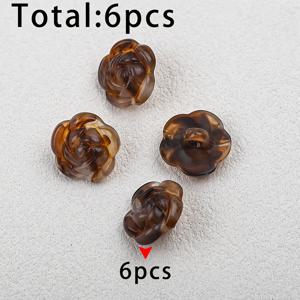 6개 갈색 3D 동백꽃 모양 아크릴 단추 AC007 스웨터 코트 재킷 장식 손바느질 단추 셔츠 가디건 손바느질 장식 단추 여성 니트 드레스 장식 단추 수공예 용품