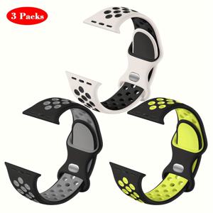 3팩 소프트 실리콘 밴드, iWatch 40mm 41mm 38mm 46mm 45mm 44mm 42mm 49mm 호환, 여성 남성용 방수 스포츠 iWatch 밴드 교체용 스트랩, 시리즈11 6 5 4 3 2 1