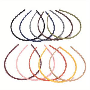 10개 세트 웨이비 스키니 헤어밴드 - 캐러멜 컬러 미끄럼 방지 여성용 헤어 밴드, 일상 & 파티 및 특별한 날을 위한 우아한 헤어 액세서리, 편안한 착용감