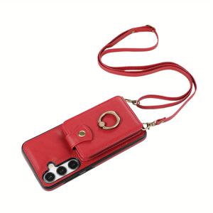 휴대폰 케이스 - AWQUER 크로스바디 PU 인조 가죽 케이스, 삼성 갤럭시 S25FE S25 Edge S24 S23 FE S22 호환, RFID 차단 킥스탠드 휴대폰 가방 커버
