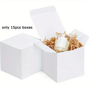 그녀/남자를 위한 선물 세트 15개, 12X12X12Cm, 뚜껑이 달린 흰색 크라프트 종이 큐브 모양 선물 상자, 작은 보석 선물 및 다용도 포장에 적합. 신부 들러리 프로포즈, 결혼식, 생일에 이상적인 파티 답례품