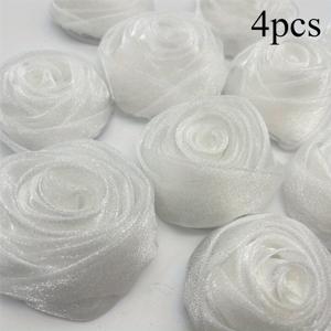 가위즈 장미 4개 세트, 각 5cm 폭 - 프로젝트에 완벽, 헤어 장식 및 홈 데코에 이상적인 다용도 오간자 꽃, 크리스마스, 부활절, 발렌타인데이, 어버이날, 졸업식과 같은 행사에 적합