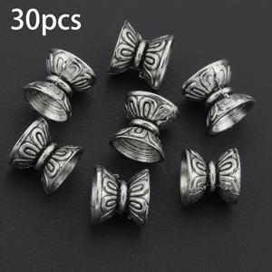 50/30개입 5-7mm 양면 연꽃 비즈 캡, 드럼 모양 조각 스탬프 패턴, 레트로 합금, 오래된 홀 루즈 스페이서 비즈, 비즈 캡, 루즈 비즈 꽃 홀더, 비즈 비즈 캡, 엔드 캡, 비즈 태슬 캡 꽃 캡 베이스